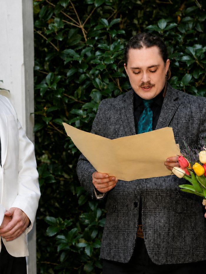 Minister Jacob Arnzen leading a garden ceremony